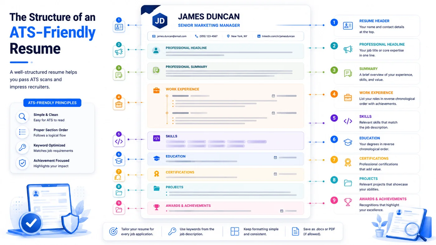 The structure of an ATS-friendly resume
