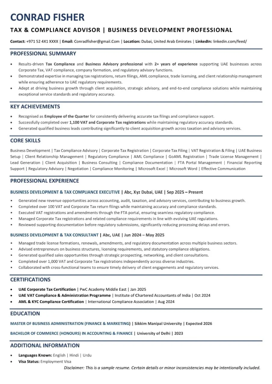 ATS-friendly resume template, Resume 1