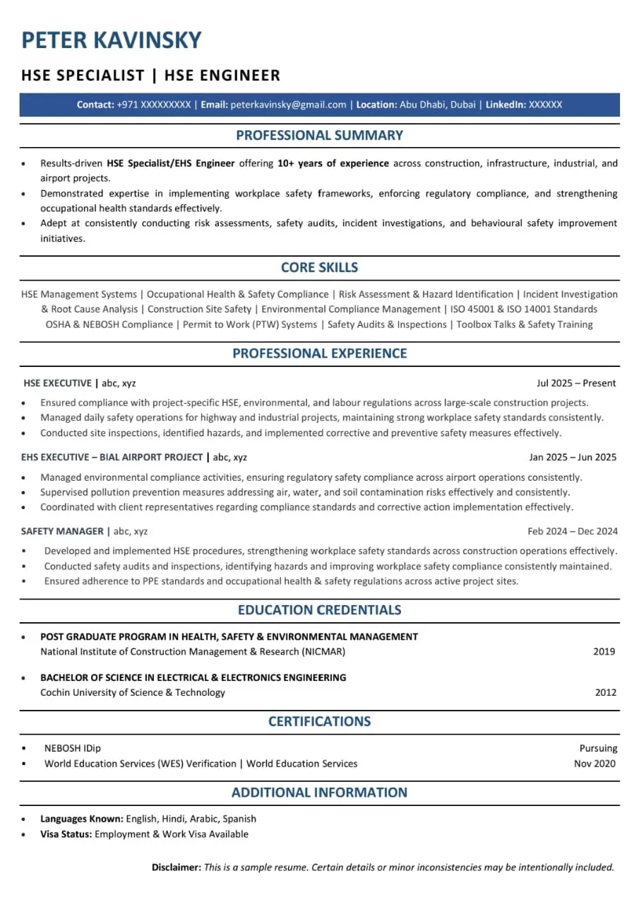 ATS-friendly resume template, Resume 2
