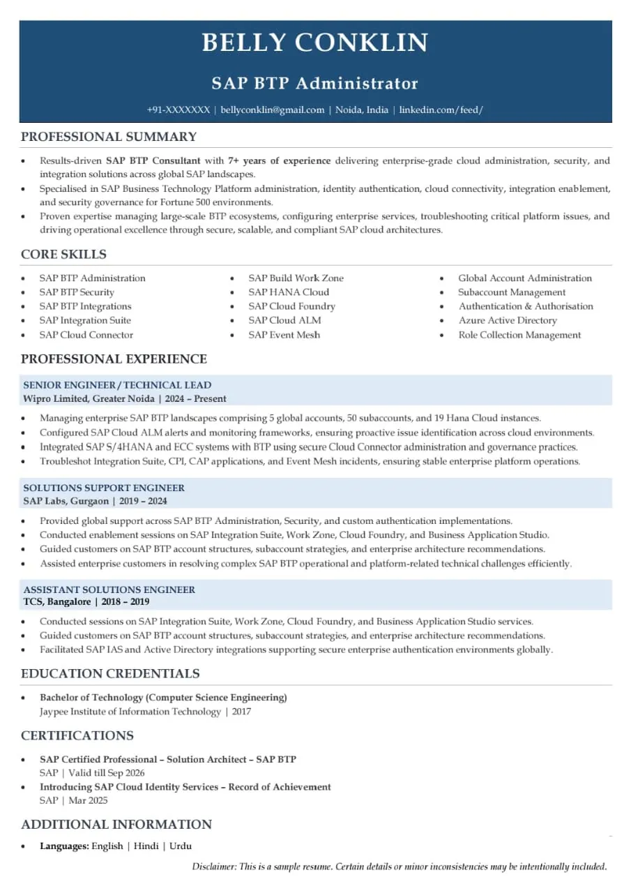 ATS-friendly resume template, Resume 3