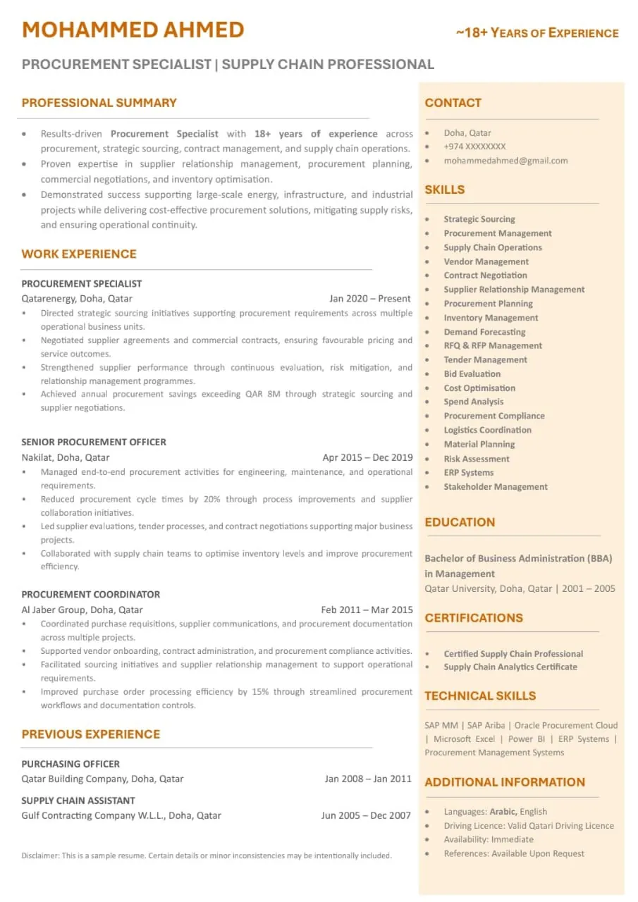 ATS-friendly resume template, Resume 6