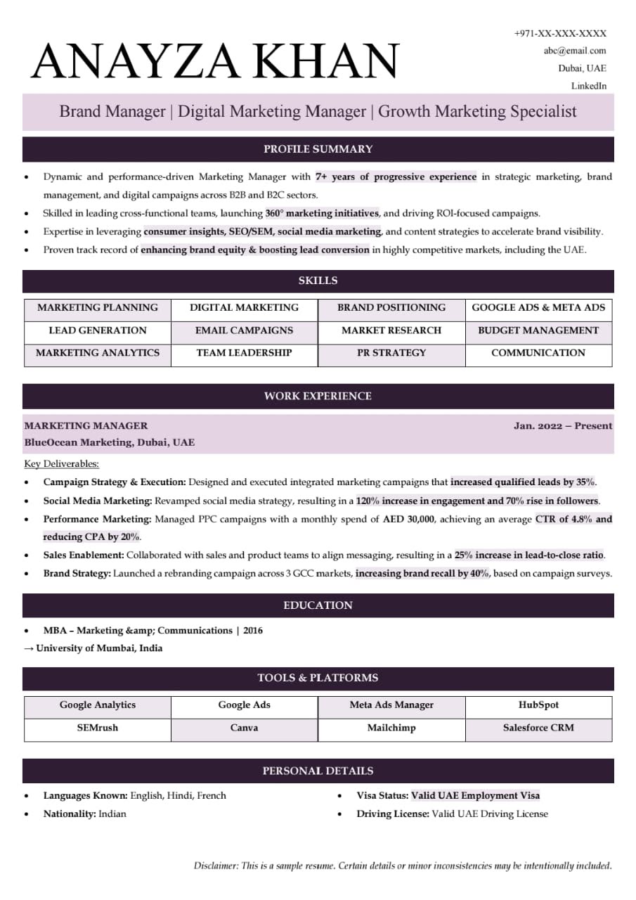 ATS-friendly resume template, Resume 9