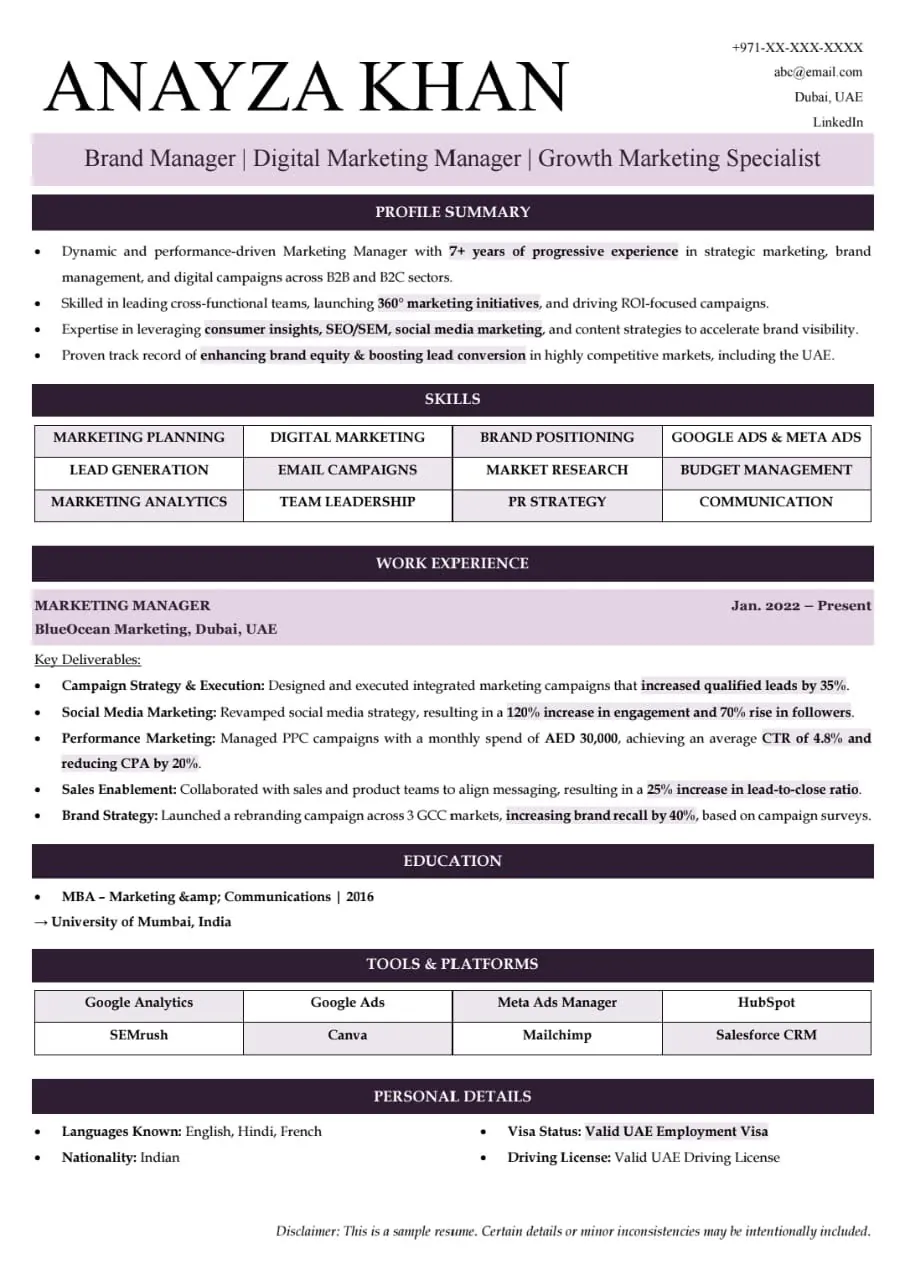 ATS-friendly resume template, Resume 9